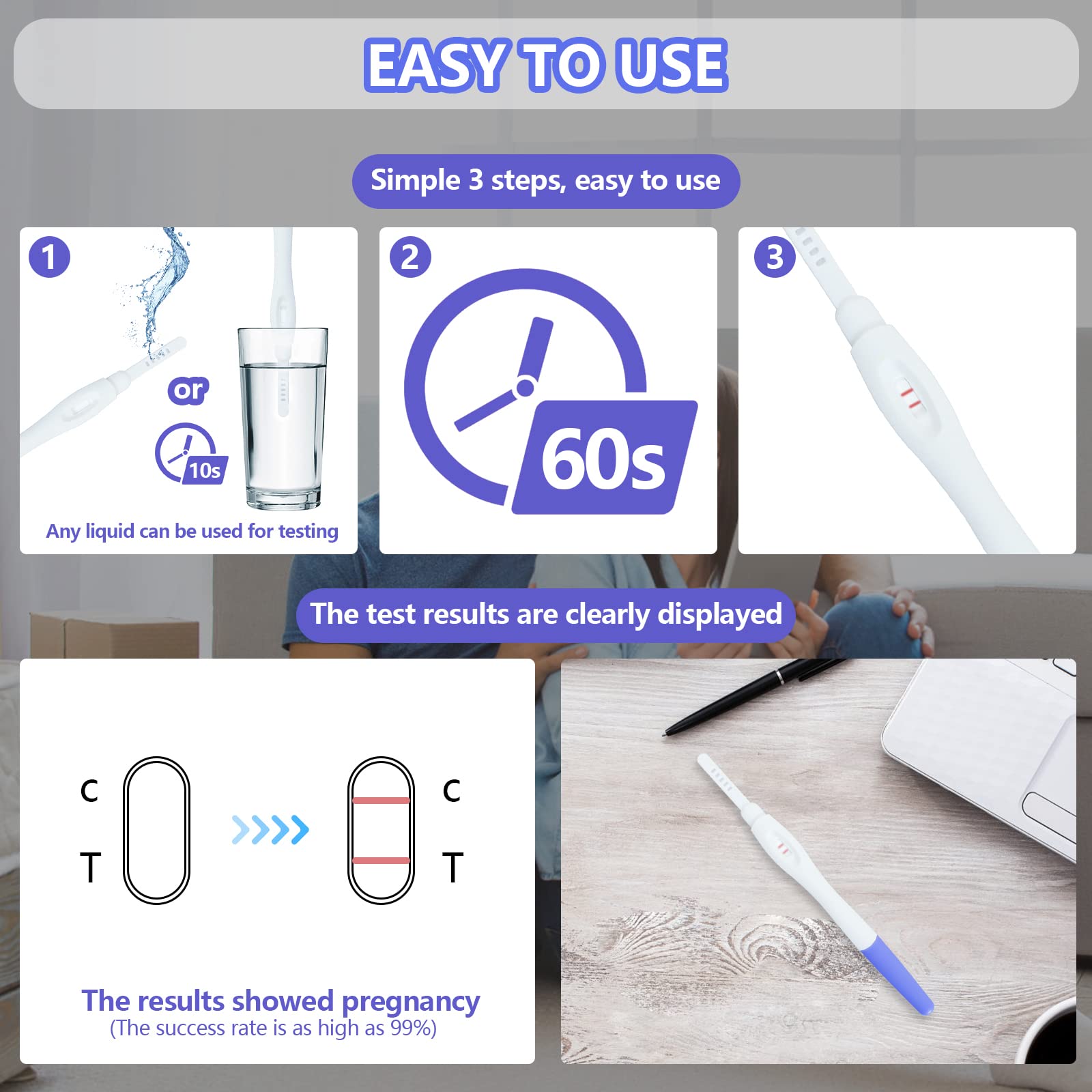 SHENGSEN 4 Packs Fake Pregnancy Test Strips,Always Positive Early Pregnancy Test Kit,Prank HCG Pregnancy Rapid Test for April Fools' Joke Gag,Blue & Pink