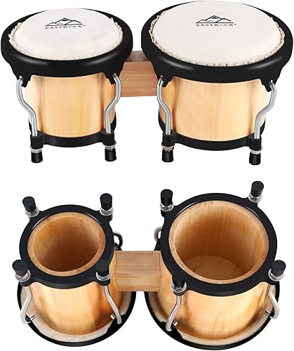 Miniatura 56 de EastRock Bongo - Juego de tambor de 4 y 5 pulgadas para adultos, principiantes, profesionales, instrumentos de percusión de madera y metal con llave