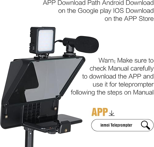 Miniatura 3 de Andoer A10 - Teleprompter portátil para teléfono inteligente DSLR con soporte de teléfono, control remoto para grabación de video, transmisión en