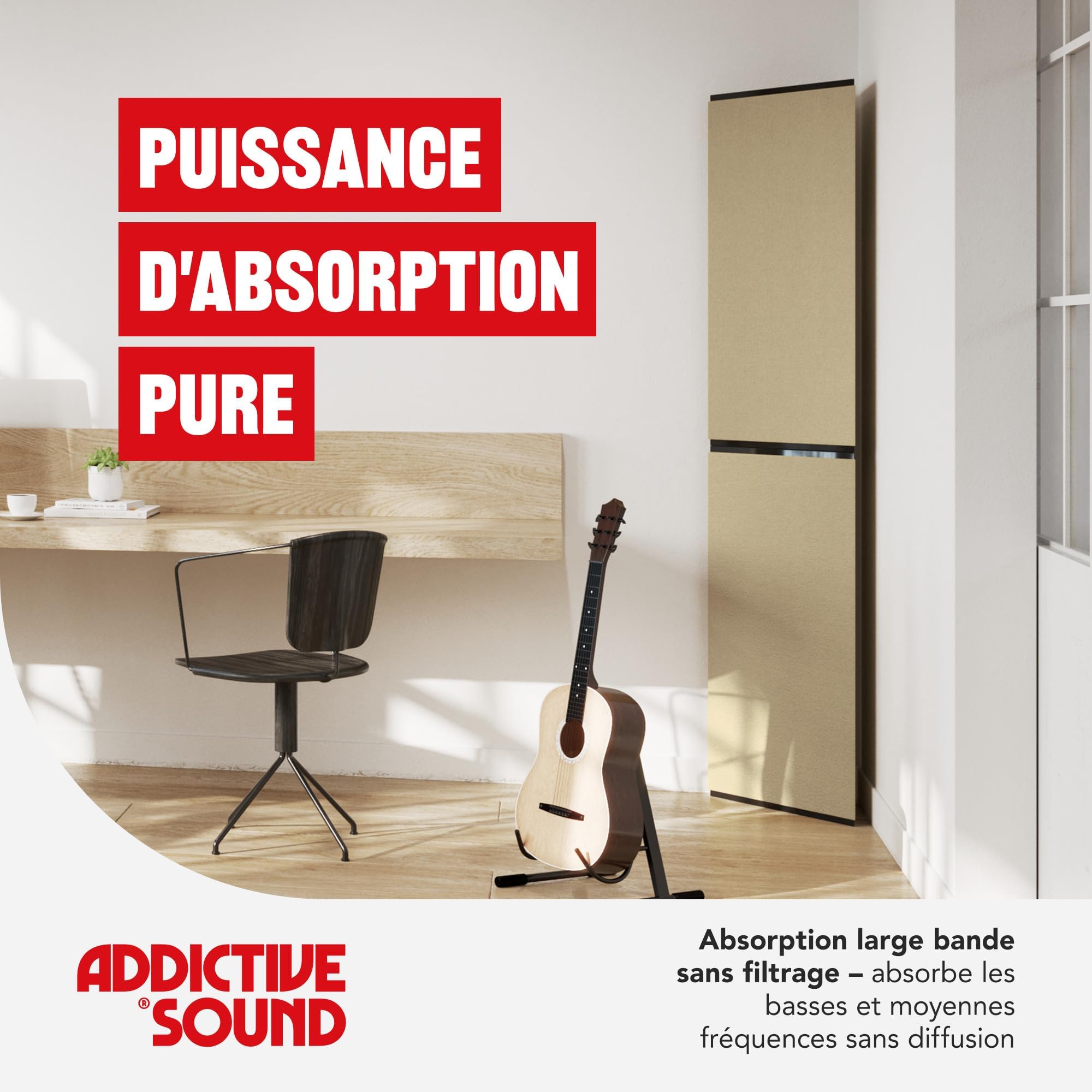 Addictive Sound Bass Trap d'Angle Premium 100 cm, Beige