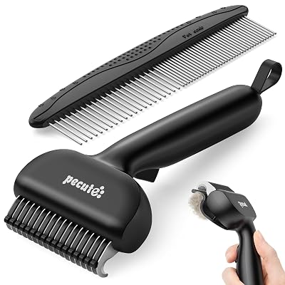 Pecute Self-Cleaning Deshedding Undercoat Rake for Dogs