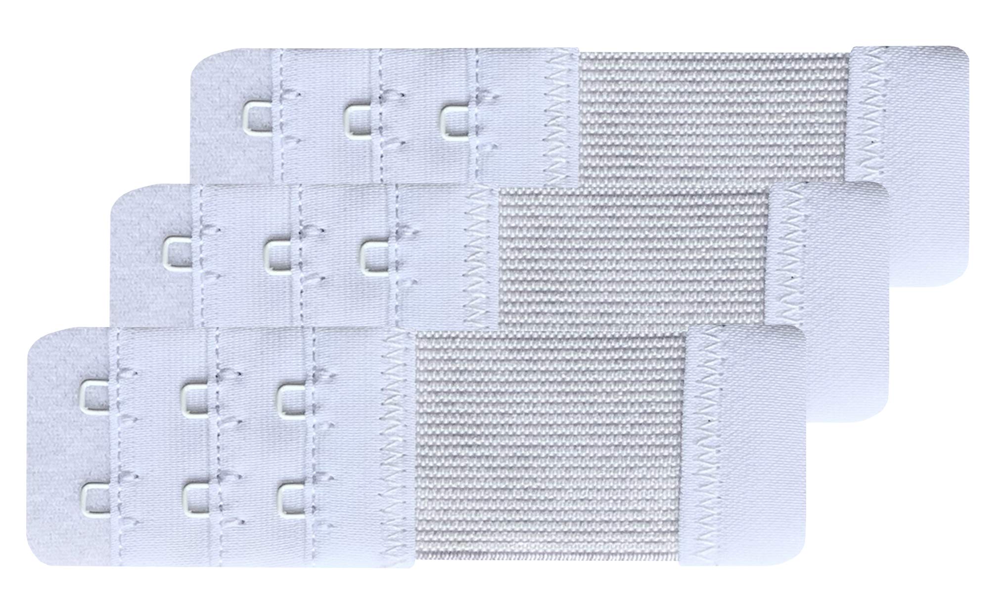 Chanie Women's White 1/2 Inch (1.27Cm) Spacing Pack Of 3 Soft Comfortable 2 Hooks Bra Extender,10.3Cm X 3.2Cm