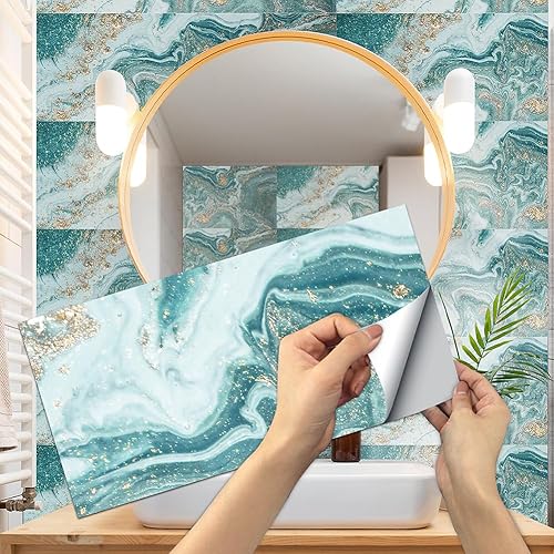 Adhesivo retro para azulejos de mármol para despegar y pegar, azulejos adhesivos para azulejos de pared de cocina, calcomanías impermeables para