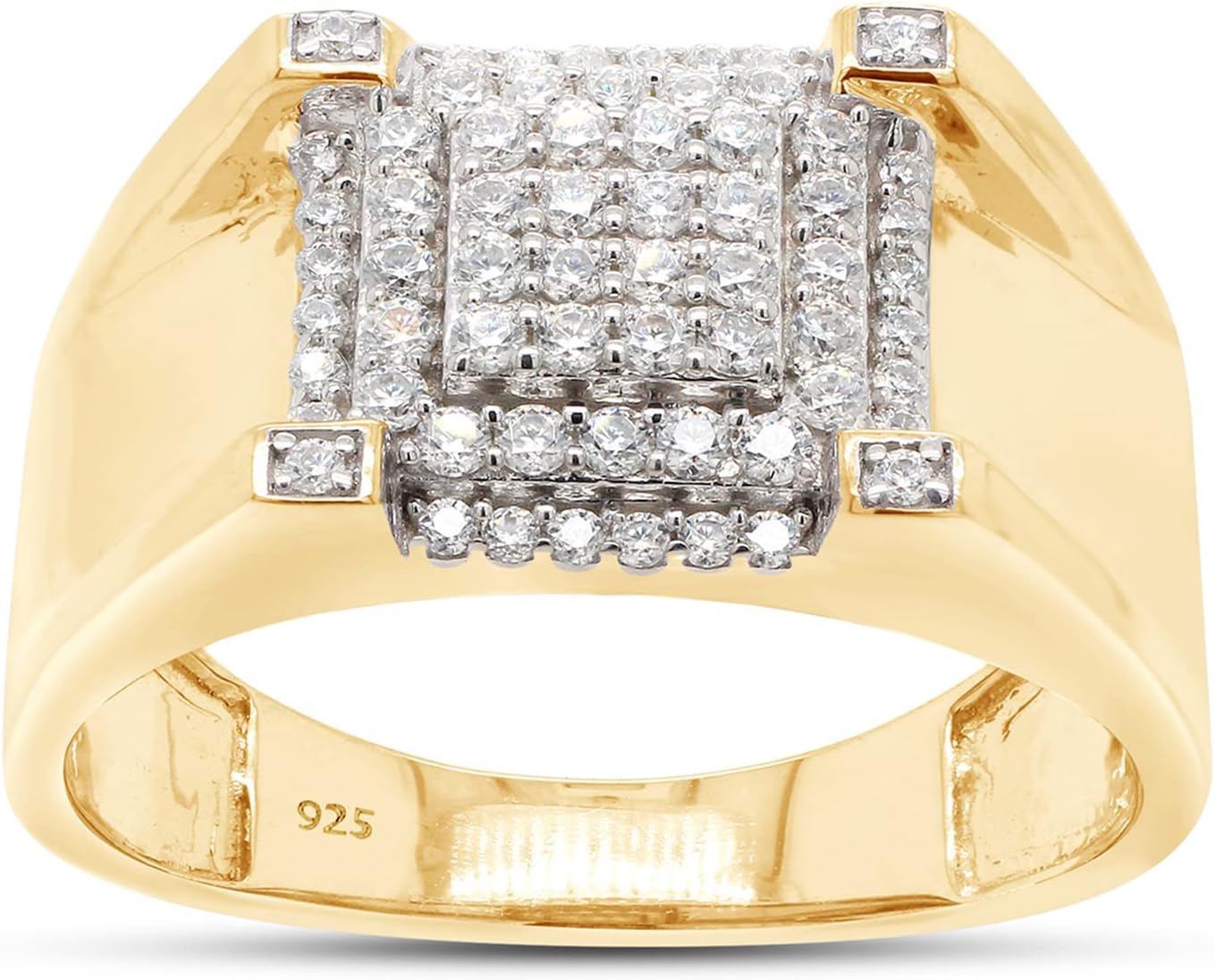 1/2 Carat (ctw) Lab Created Moissanite & Lab Grown Diamond Wedding Band Ring For Men In 14K Gold Over Sterling Silver Jewelry (0.50 Cttw)