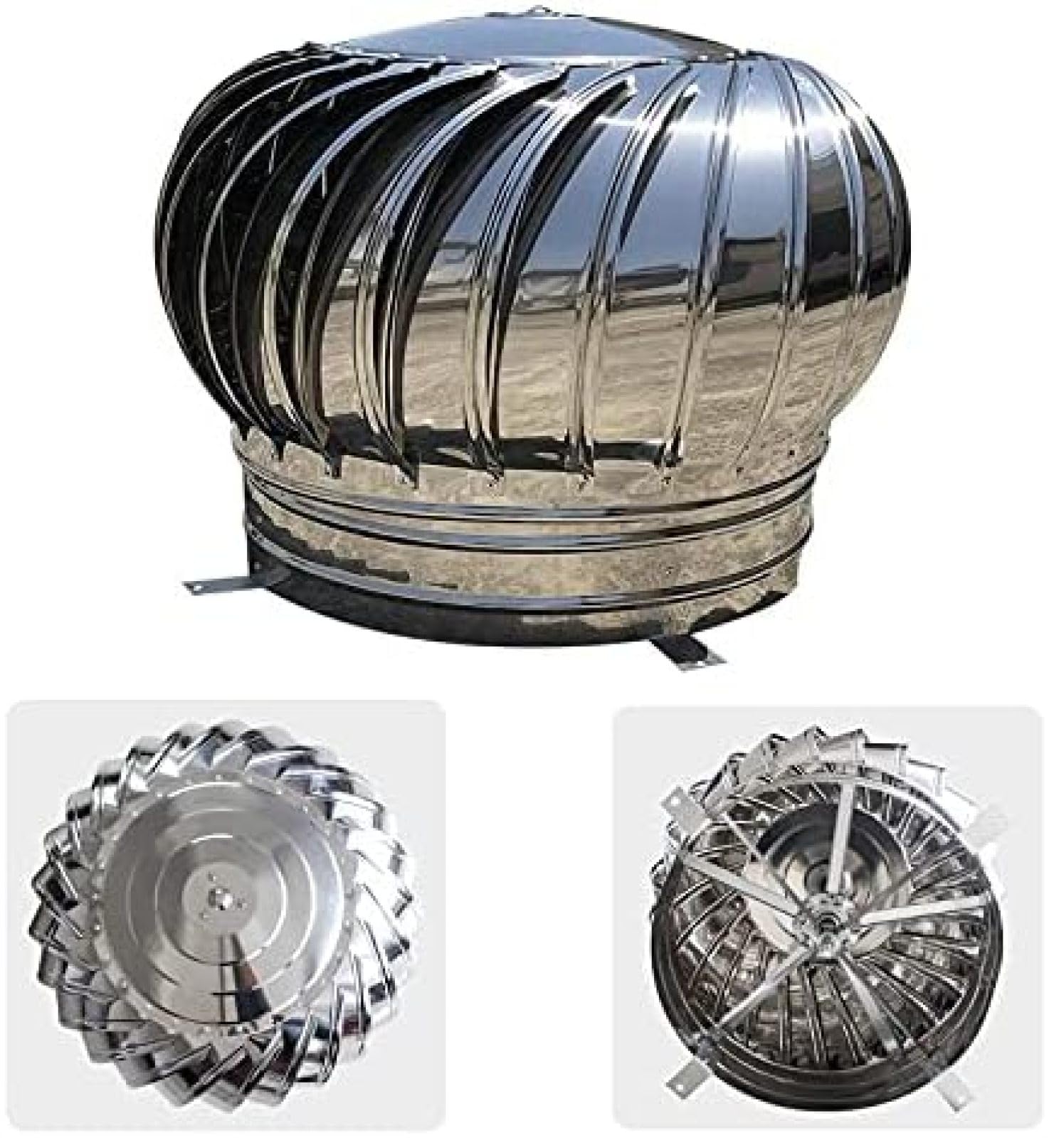 Genérico Ventiladores De Turbina para Techos, Ventilación Natural De Energía Cero, De Escape De Acero Inoxidable 304, Resistentes A La Lluvia Y A La Corrosión (15.7 Inches (400 mm))
