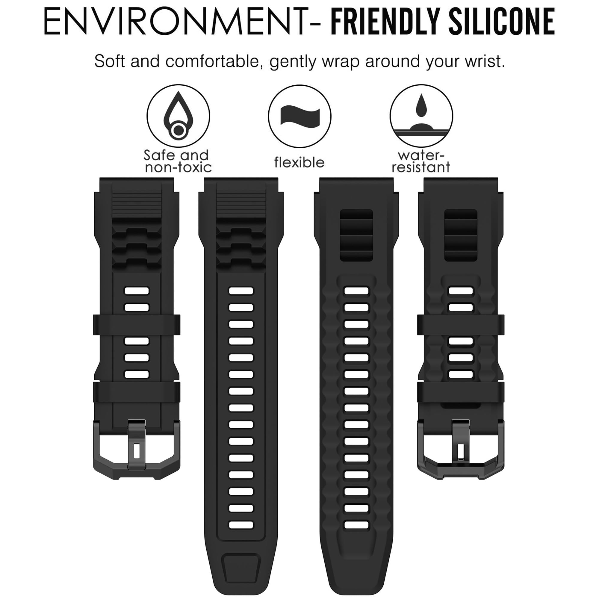 Bracelet de rechange en silicone souple pour Amazfit T-Rex Ultra Smartwatch Amazfit T-Rex Ultra (sans tracker, bracelets de rechange uniquement)