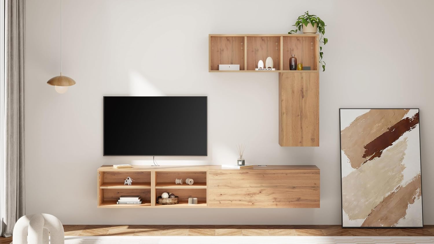 Mobili Fiver, X Wall Unit 40.94 in Without Door, Rustic Oak, Made in Italy
