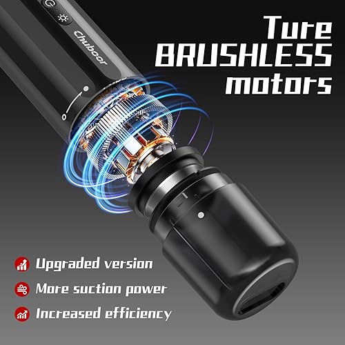 Miniatura 5 de Chuboor Potente aspiradora de automóvil de 13000 PA, recargable sin cable, aspiradora de mano, mini aspiradora portátil con luz LED SOS, pequeña