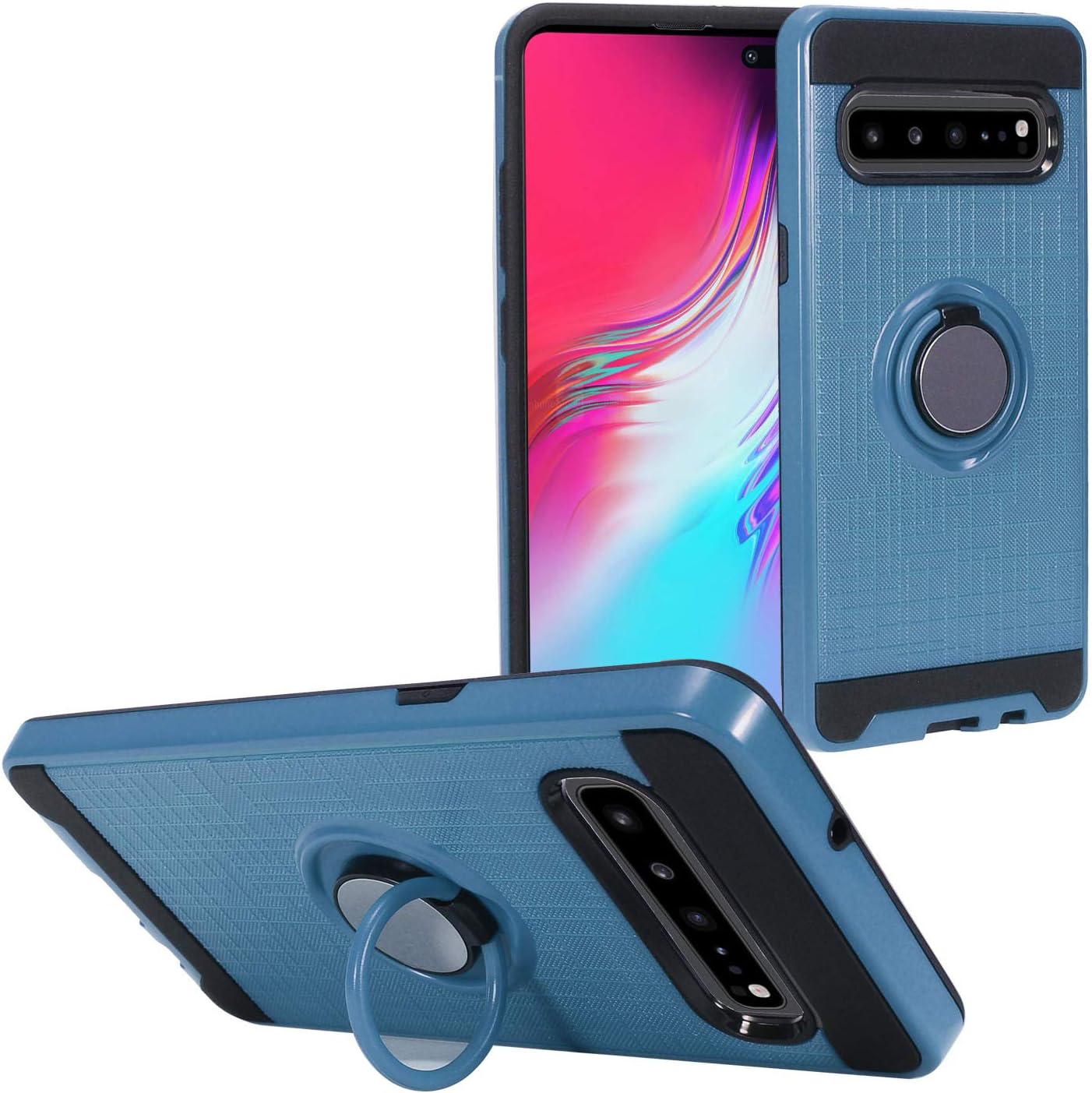 Eagle Cell - Compatible with Samsung Galaxy S10 5G (6.7") -G977 - Hybrid Phone Case w/Ring Stand - RS2 Navy Blue