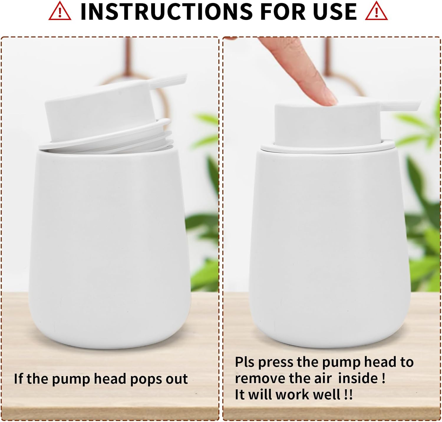 Soap Dispenser Ceramic with Easy-to-Press Pump Hand Lotion Liquid Dispenser for Shampoo Bathroom Kitchen 12 oz White - Image 8