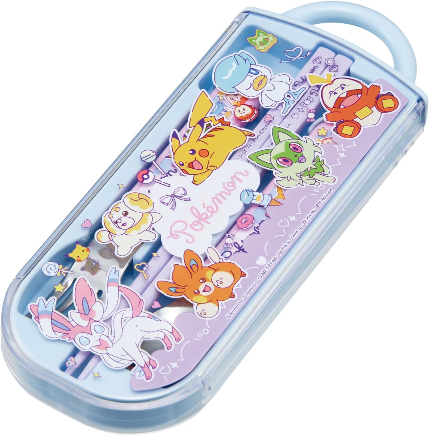 Skater TACC2-A Children's Trio Set Chopsticks, Spoon, Fork, 6.5 inches (16.5 cm), Pokemon Fancy Girls