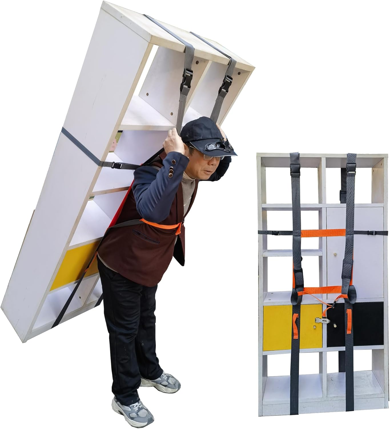 Moving and Lifting Straps for Single Person Use, Heavy Duty Furniture Mover System,Moving Small Refrigerator Appliances, Doors, Mattresses, Boxes Adjustable Carrying Belt 188 inchs