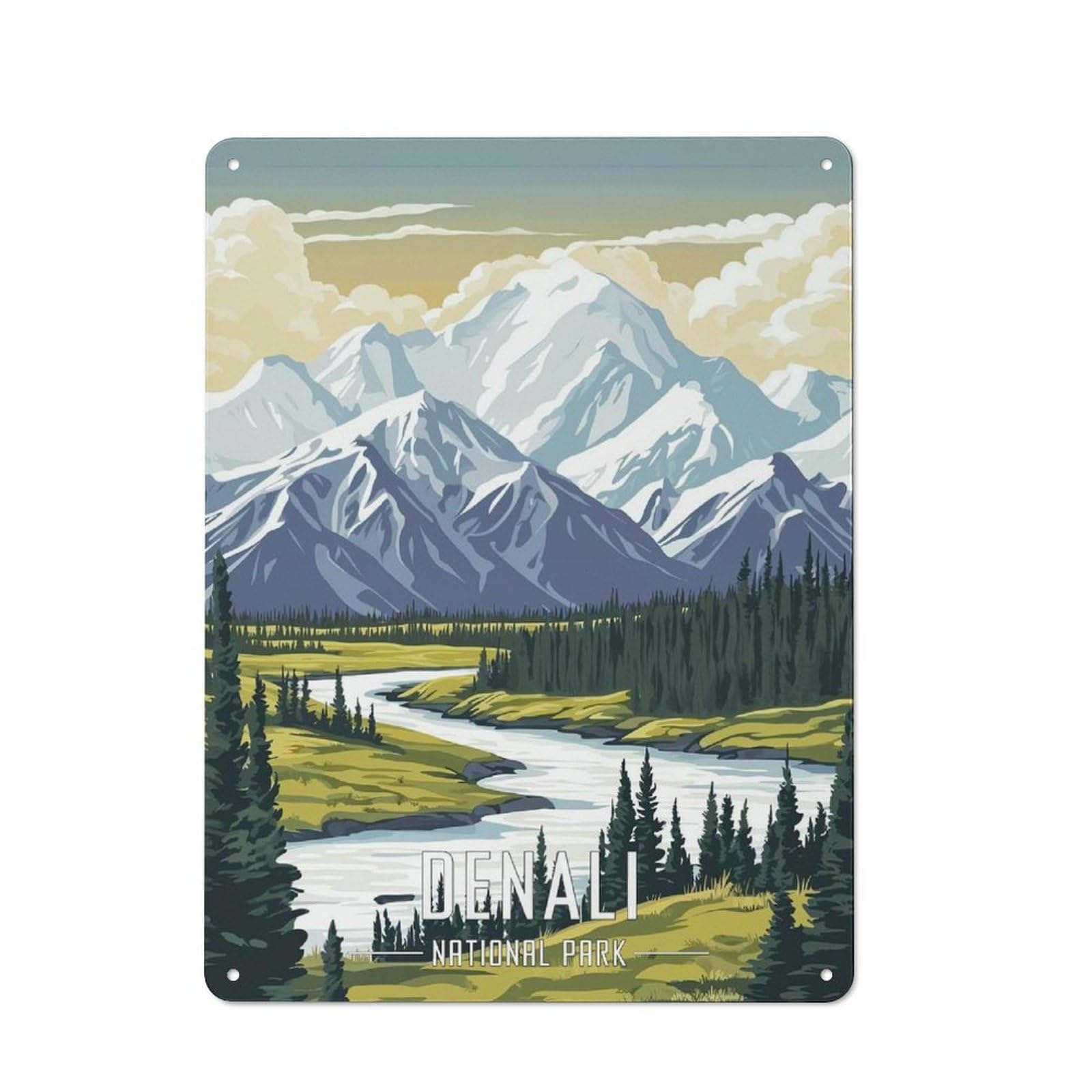 Junmoney Denali National Park Metal Plaque With Design 40X30cm, Country Style Kitchen Wall Decor For Coffee Bar, Kitchen, Bistro Or Tea Corner