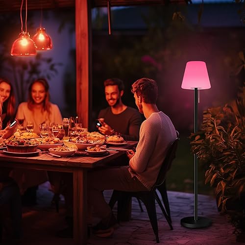 Miniatura 4 de Lámpara de pie al aire libre Lámparas solares para exteriores para patio Lámpara de pie recargable impermeable inalámbrico regulable blanco