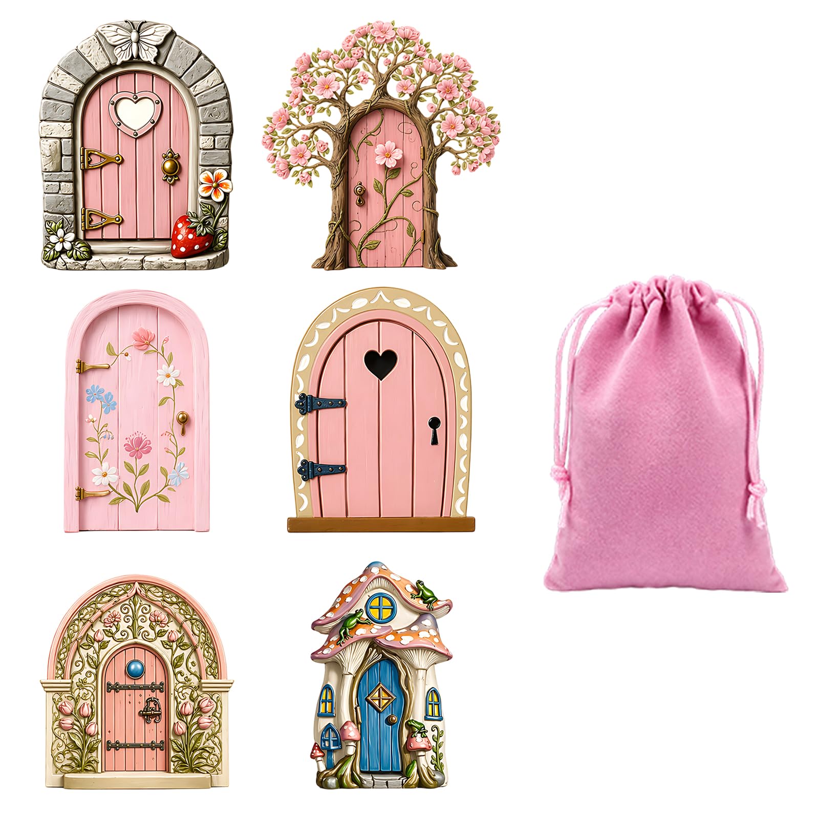 7PCS Fairy Doors for Garden Fairy Garden Accessories, Fairy Garden Ornaments Outdoor