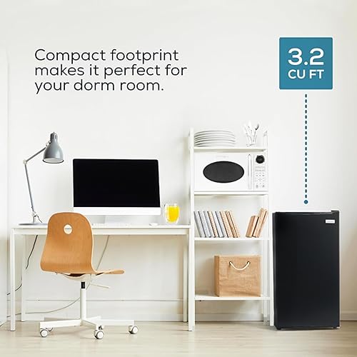 Miniatura 4 de Igloo Refrigerador compacto de una sola puerta de 3.2 pies cúbicos con congelador, estante de vidrio deslizante, perfecto para hogares, oficinas,