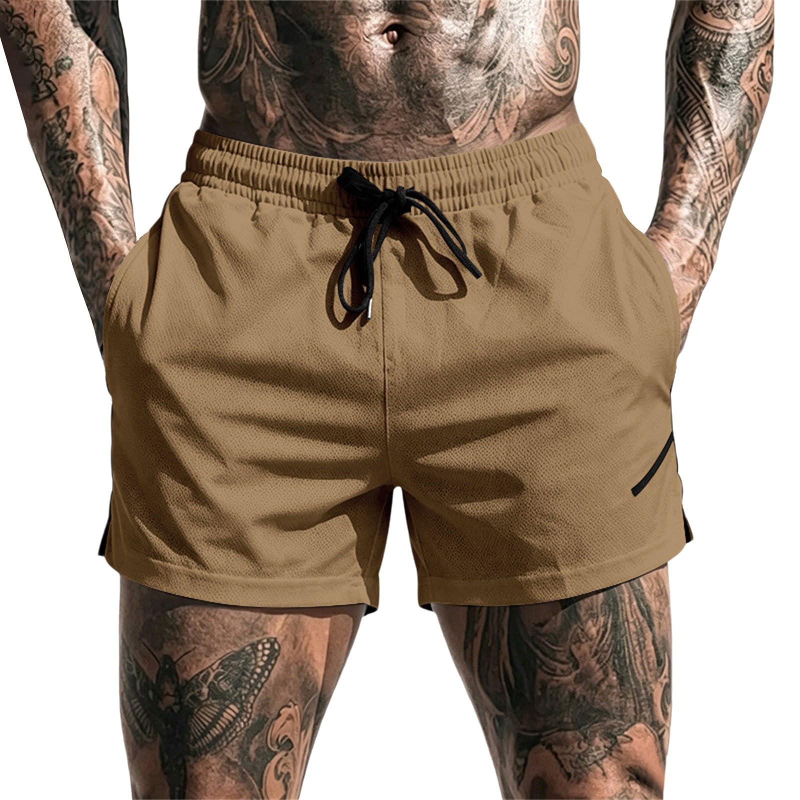 Pantaloncini sportivi da uomo elasticizzati: pantaloni corti ad asciugatura rapida | Pantaloncini da corsa traspiranti, vestibilità ampia, vita elasticizzata, con coulisse, gamba dritta, per jogging