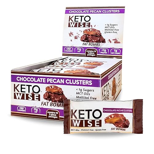 Keto Wise Fat Bombs - Clusters de Chocolate y Nuez Pecana - 16 paquetes de 1.13 oz cada uno