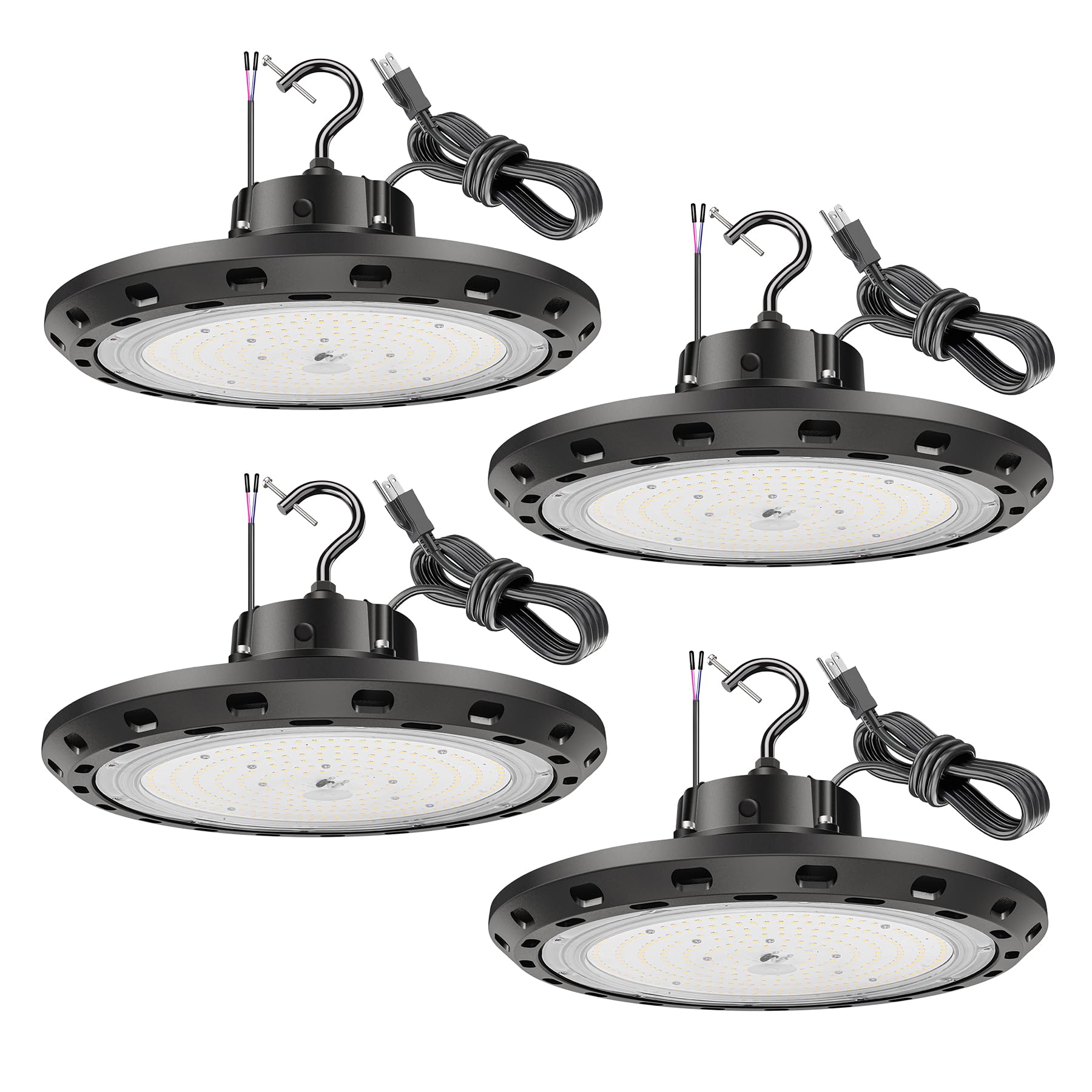 High Bay LED Shop Lights 240W LED High Bay Lights 500K 36000LM 0-10V Dimmable Black with US Plug
