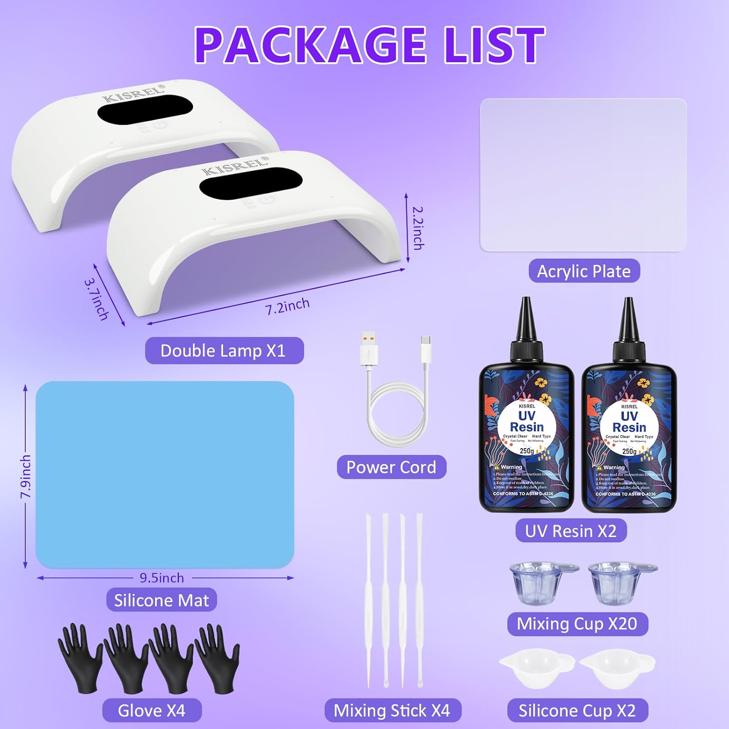 KISREL 500g UV Resin with Large Double-Sided Light, 24 Lamp Beads UV Resin Kit, Hard Type Crystal Clear Resin for Craft Jewelry Making - Image 5