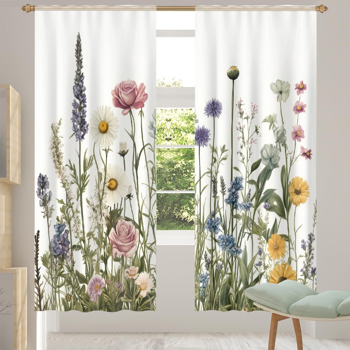 Lot de 2 rideaux semi-transparents de 140 x 198 cm, rideaux de fenêtre filtrant la lumière avec passe-tringle pour chambre à coucher, salon