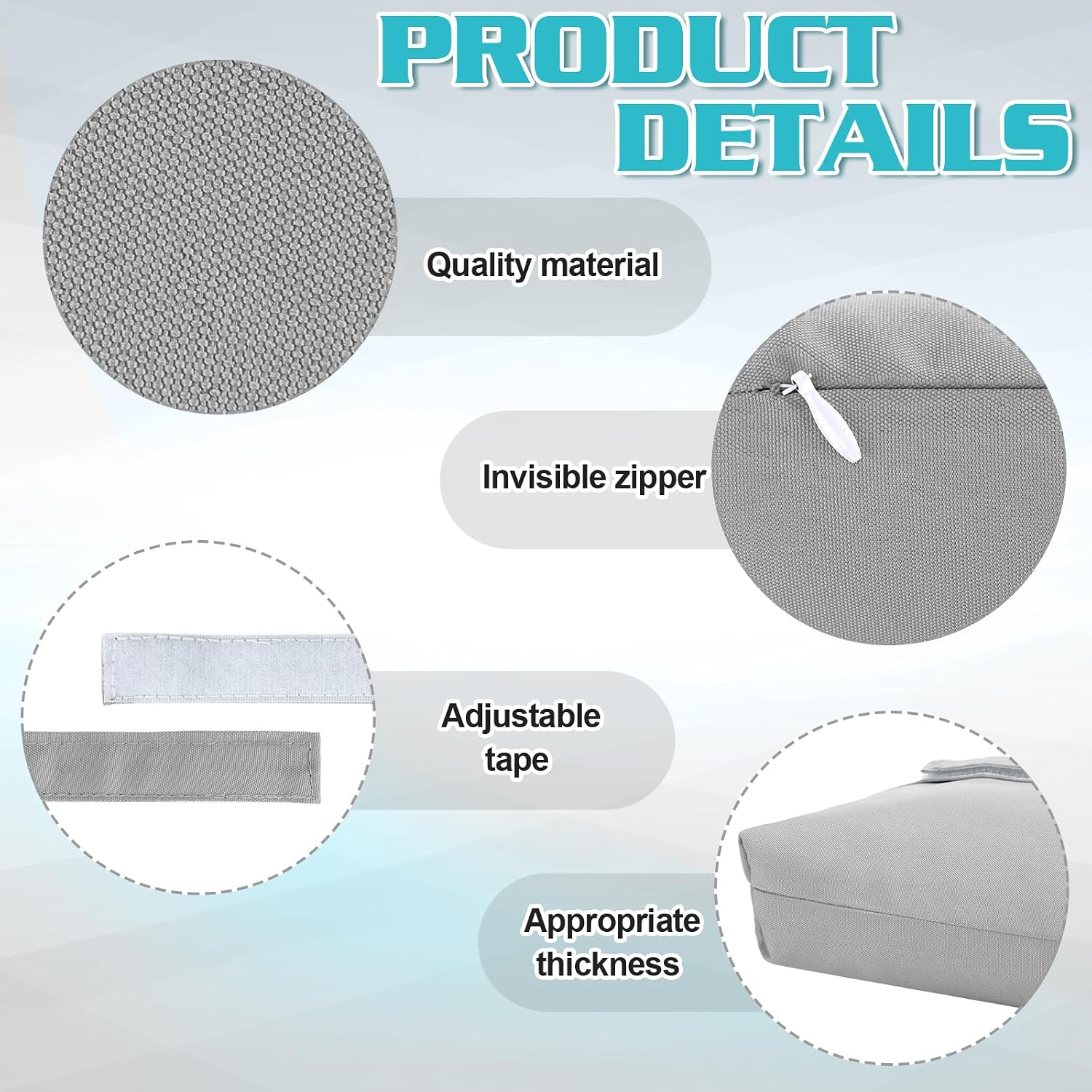 Qunclay Headrest Pillow Pool Furniture Lounge Pillow Chair Pillows Patio Furniture Pillows with Adjustable Elastic Tape Band Head Support Pillow for Pool Patio Chairs (Gray,2 Pieces)