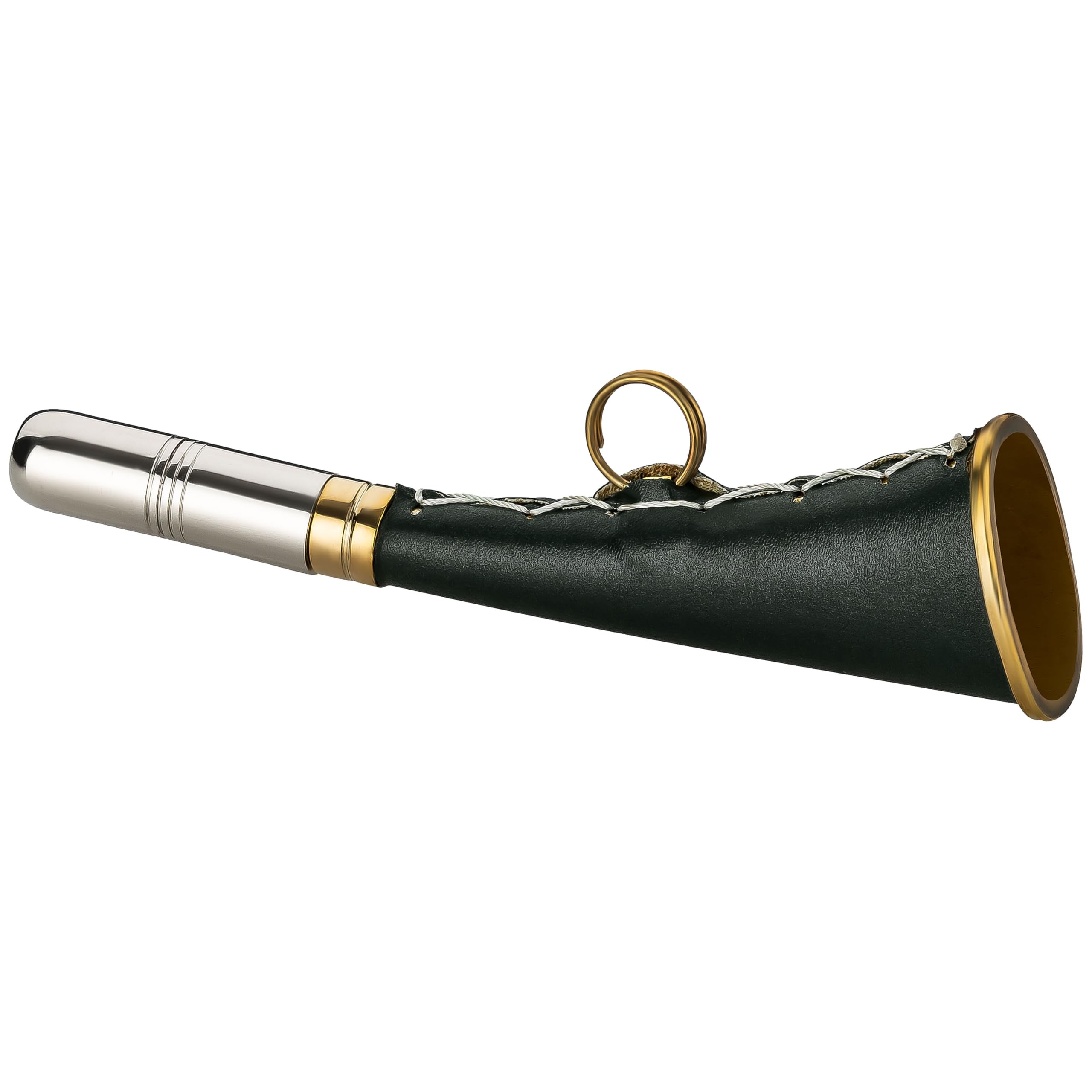 Klaxon de chasse, corne de brume - 16 cm, 21 cm, 25 cm - En laiton - Vert, doré (vert, 16 cm)