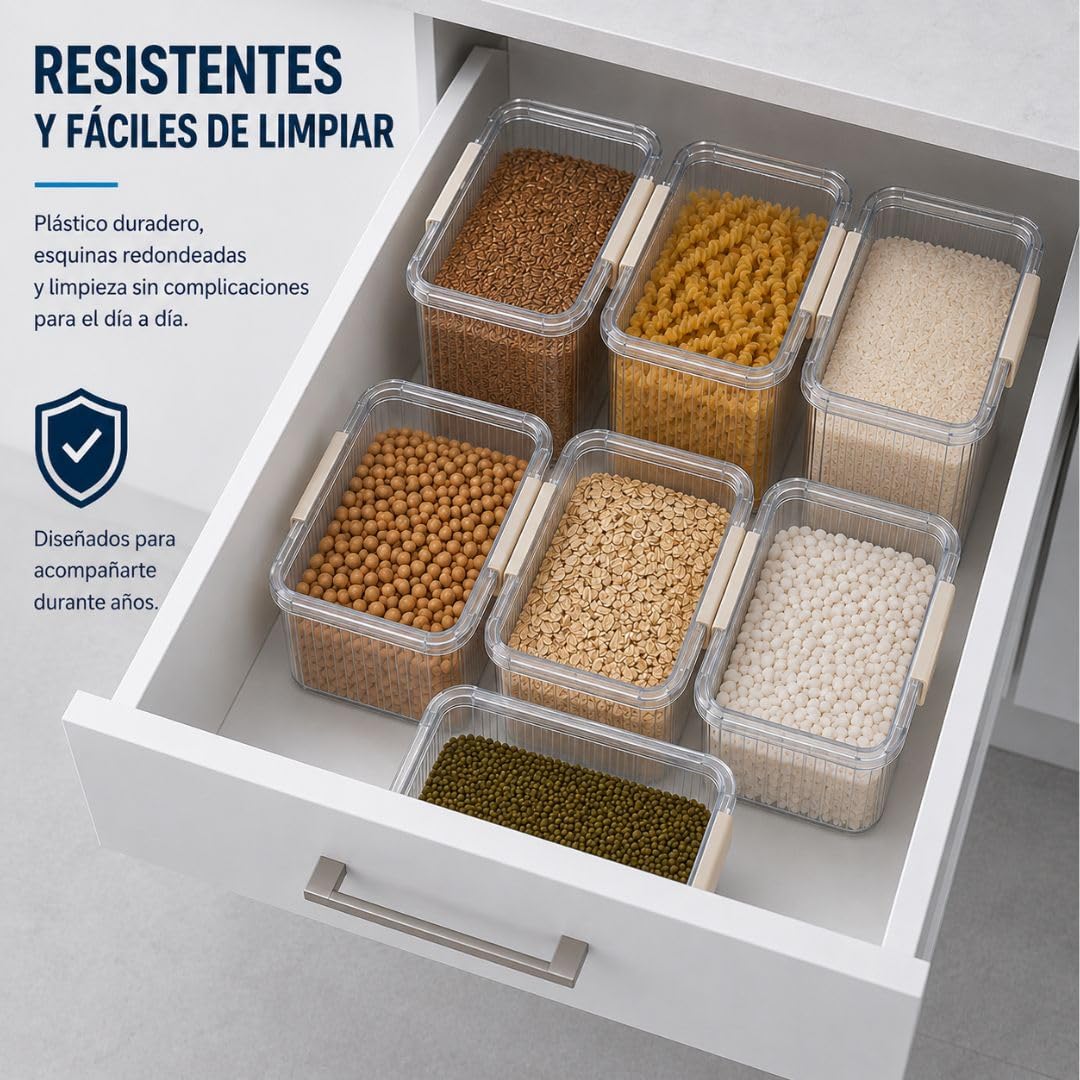 Lot de 7 boîtes de rangement hermétiques avec joint en silicone et design décoratif transparent empilable