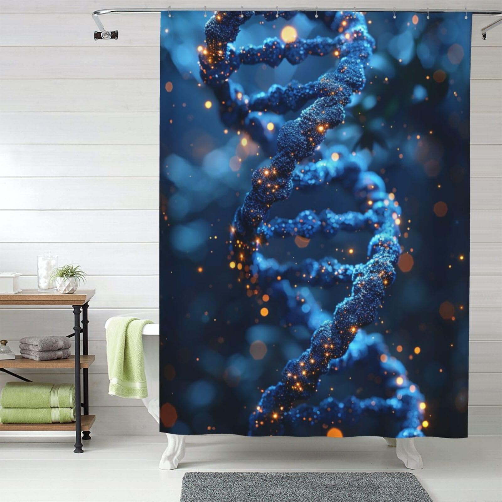 MXZERFKGLA Shower Curtain Set with 12 Hooks Waterproof Fabric Washable Curtain Modern Farmhouse Bath Curtains DNA Genetic Helix Shower Curtains for Bathroom Bathtub Decoration 60x72 Inches
