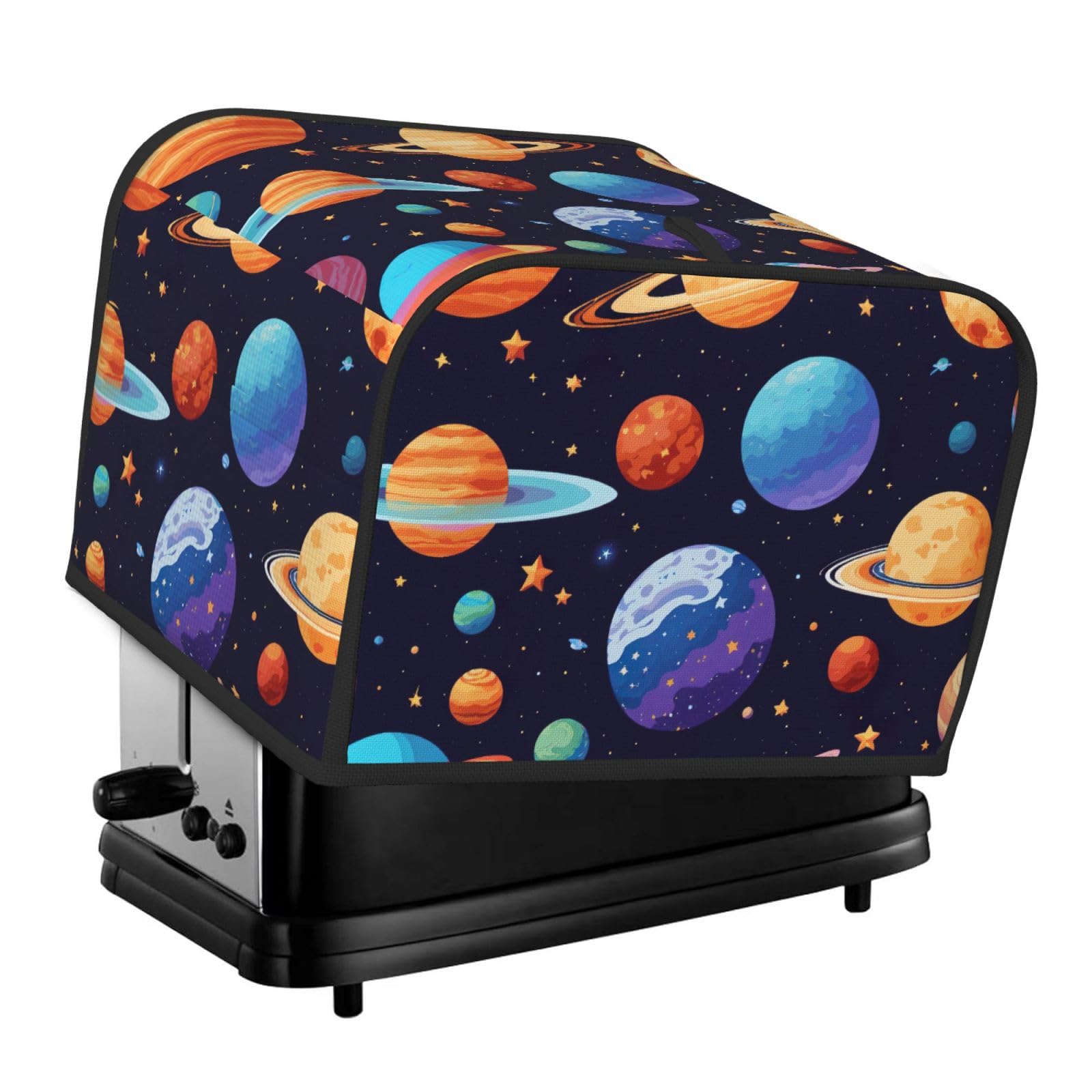 Planet Pattern Print 4-Slice Toaster Cover Dustproof Waterproof Kitchen Appliance Protector For Bread
