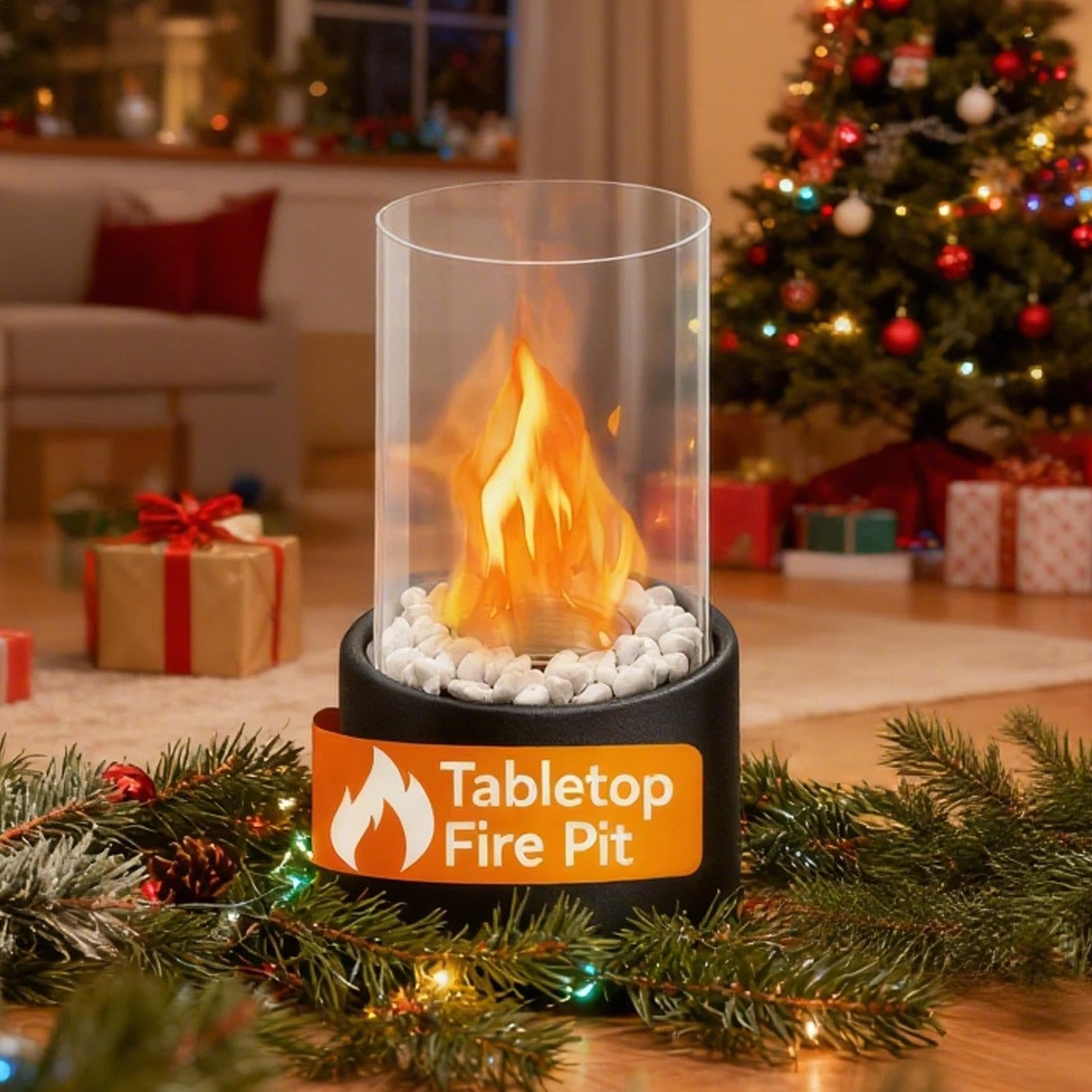 Indoor Fire Pit Tabletop 27x16cm Decorative Safe Stove Portable for Desktop Living Room