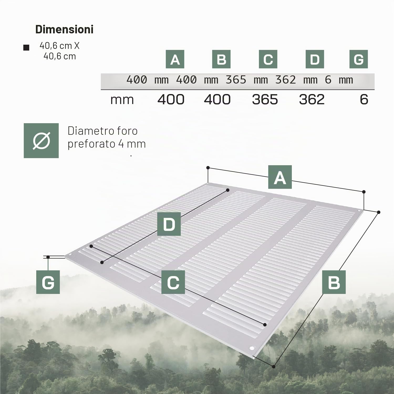 Vent Systems Griglia di ventilazione bianca con zanzariera, 400 x 400 mm Applicazioni impiantistica riscaldamento, raffreddamento e ventilazione Griglia di ventilazione per interno ed esterno