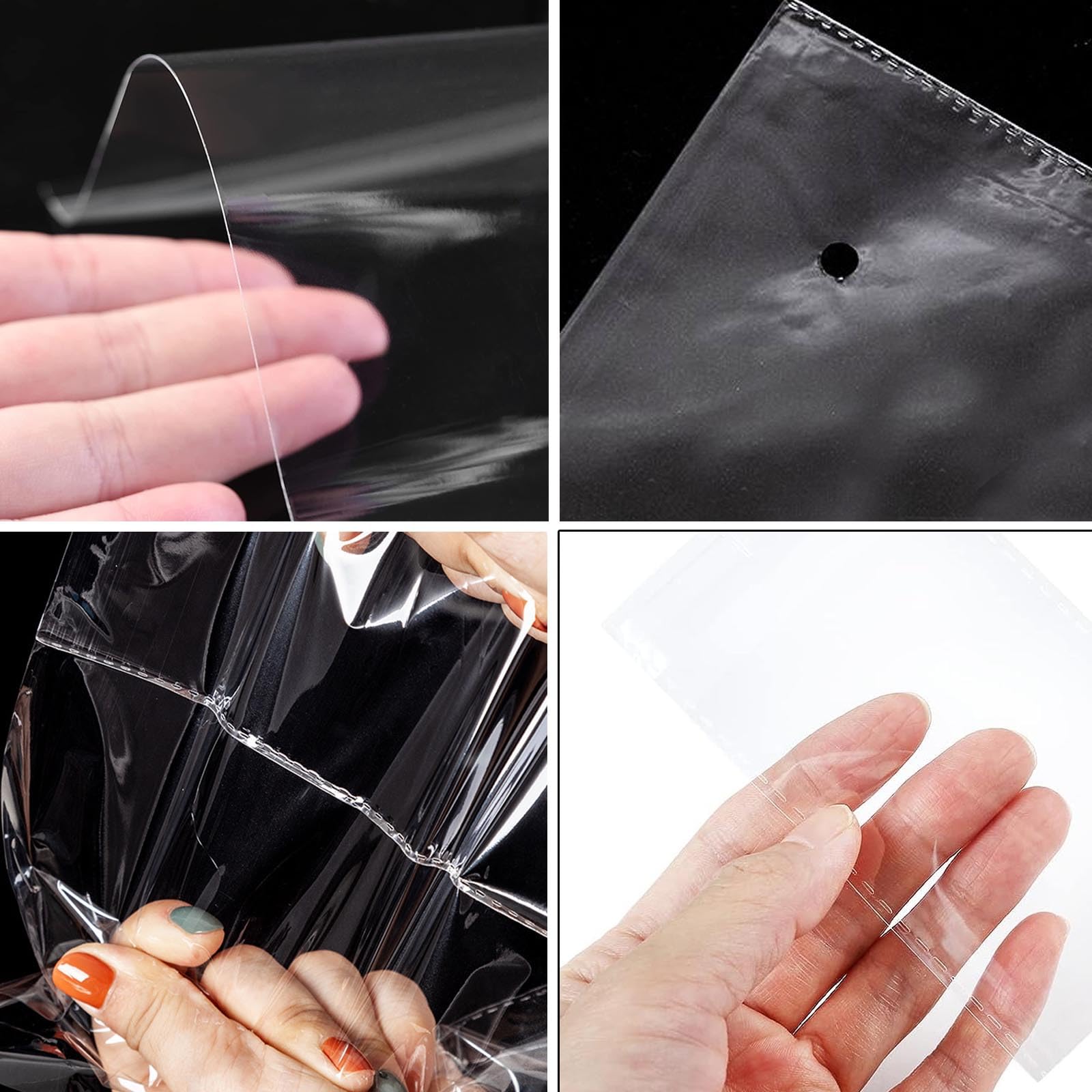 Sweelov Lot De 200 Sachets Cellophane Transparents Avec Bandes Métalliques & Autocollants 'THANK YOU' – Petits Sacs Pour Bonbons, Bijoux, Cadeaux Fêtes