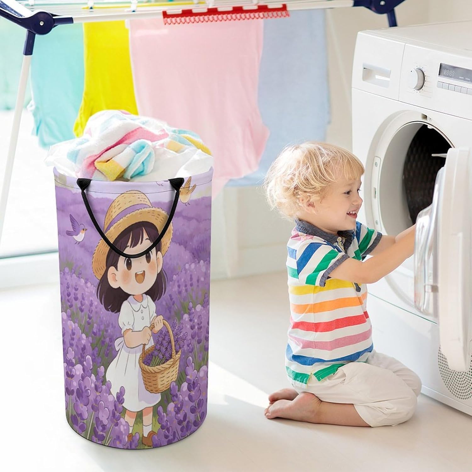 Lavender Park Laundry Hamper Fashion Dirty Laundry Hamper Portable Laundry Hampers with Handles Lightweight Large Clothes Storage Basket for Bedroom Bathroom