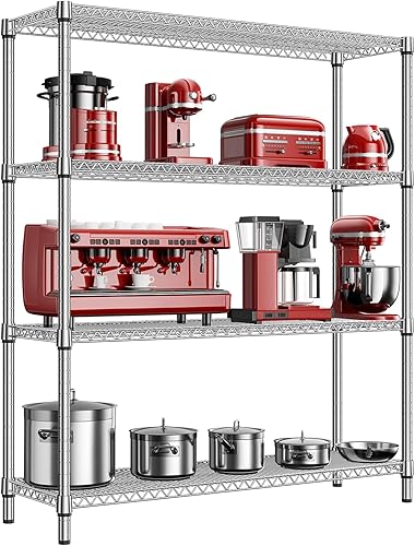 Miniatura 51 de Estantería de almacenamiento de 5 estantes, estantería de alambre de metal resistente, estantería de almacenamiento ajustable para garaje, despensa