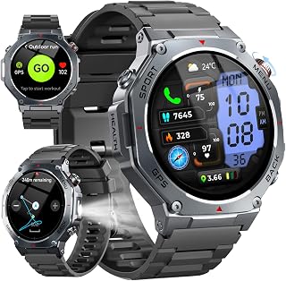 Reloj Inteligente Hombre con GPS, 1.43" AMOLED Militar Smartwatch con Llamadas Bluetooth/Podómetro/Monitoreo de Sueño/Pulsómetro/SpO2,… — smartwatch hombre elegante