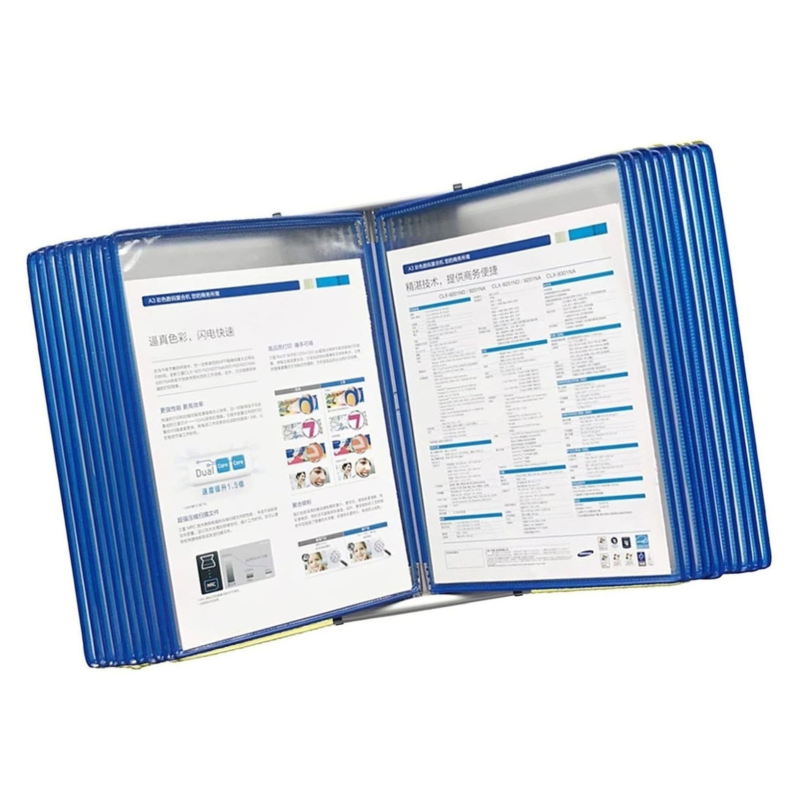 OLSKFUH Office Folders Desktop Flip Display Folder 20 Display Pockets Letter-Size Metal Catalog Display Rack Offi,Blue