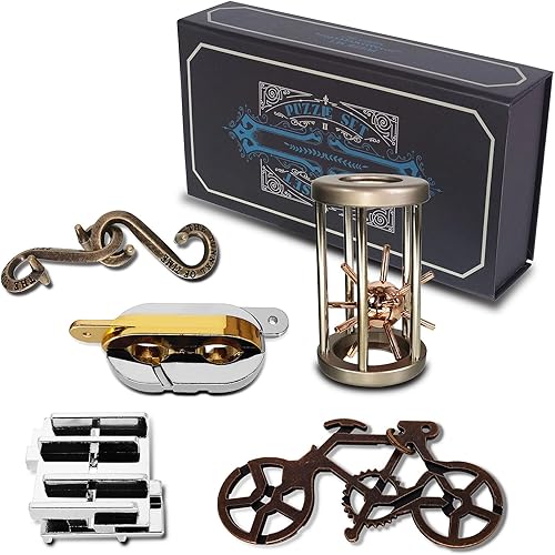5 piezas de rompecabezas de metal 3D, rompecabezas de cerebro para adultos y adolescentes, rompecabezas de metal altamente difíciles, juego de
