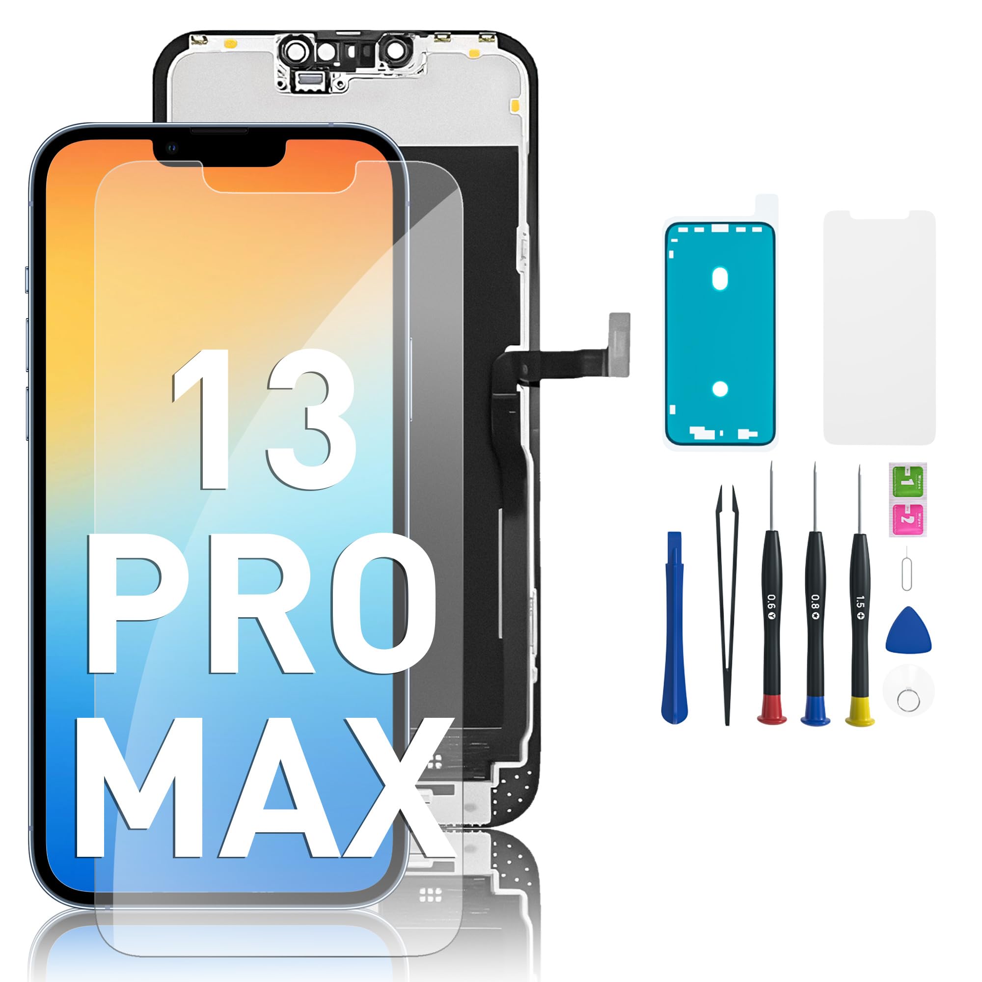 EXW for iPhone 13 PRO MAX Screen Replacement 6.7" Full HD LCD Display Digitizer, Quality Touch Screen with Repair Tools, Waterproof Seal & Protector – Compatible with A2484, A2641, A2644, A2645, A2643