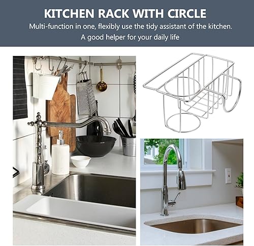 Miniatura 7 de Angoily Estante de drenaje para fregadero, estante de almacenamiento de drenaje, estante de drenaje para fregadero de cocina, estante de drenaje