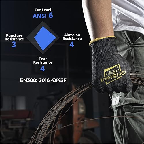 Miniatura 5 de toolant Guantes de trabajo resistentes a cortes Nivel 6, para pantalla táctil, revestimiento de nitrilo arenoso, agarre firme, para almacén, talla,