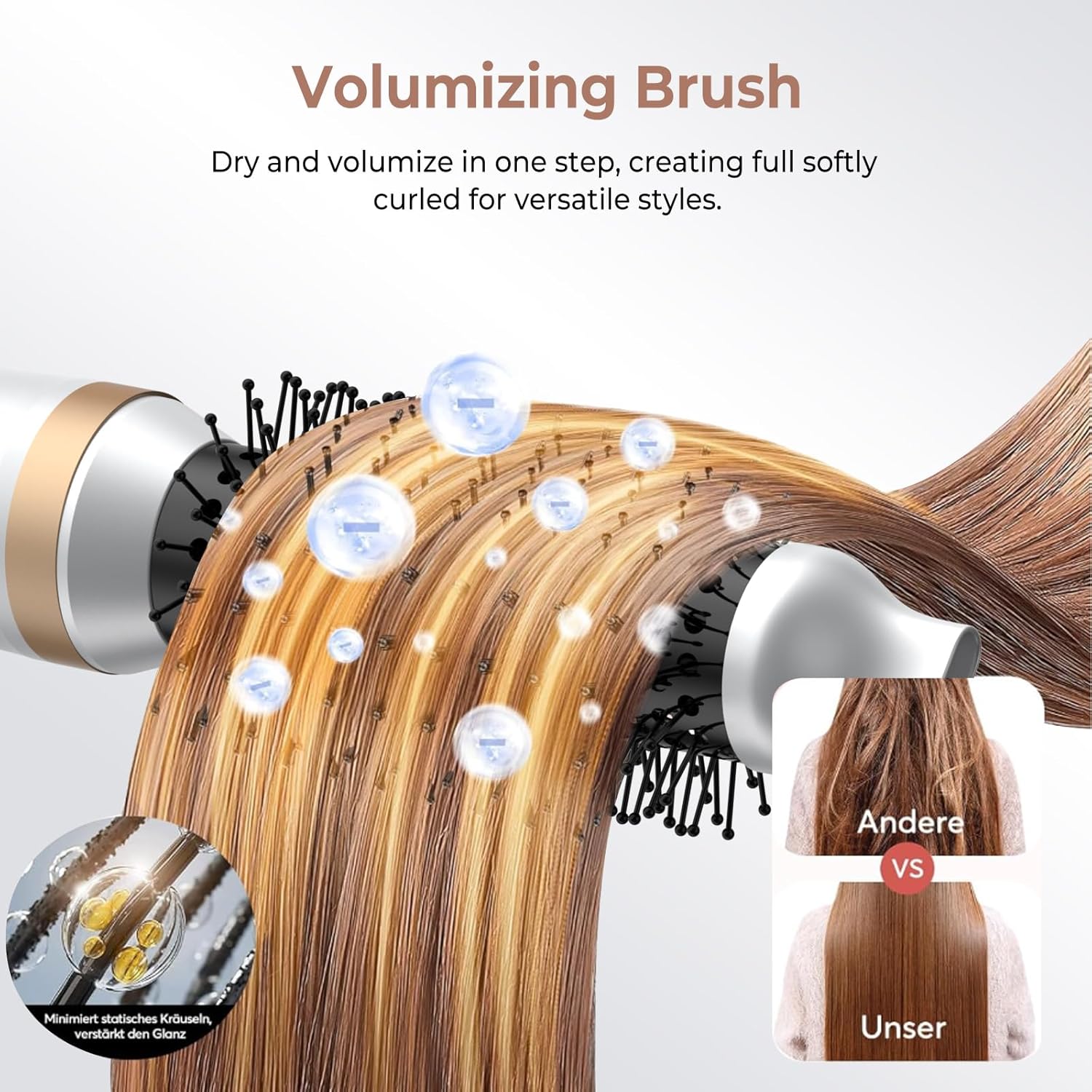 5 in 1 Hair Dryer Brush Set, Blow Dryer Brush with Air Style Wrap Hair Styler, Negative Ionic Magic Style Set, Detachable Air Curler for Volumizer,Straightener,Drying - Image 4