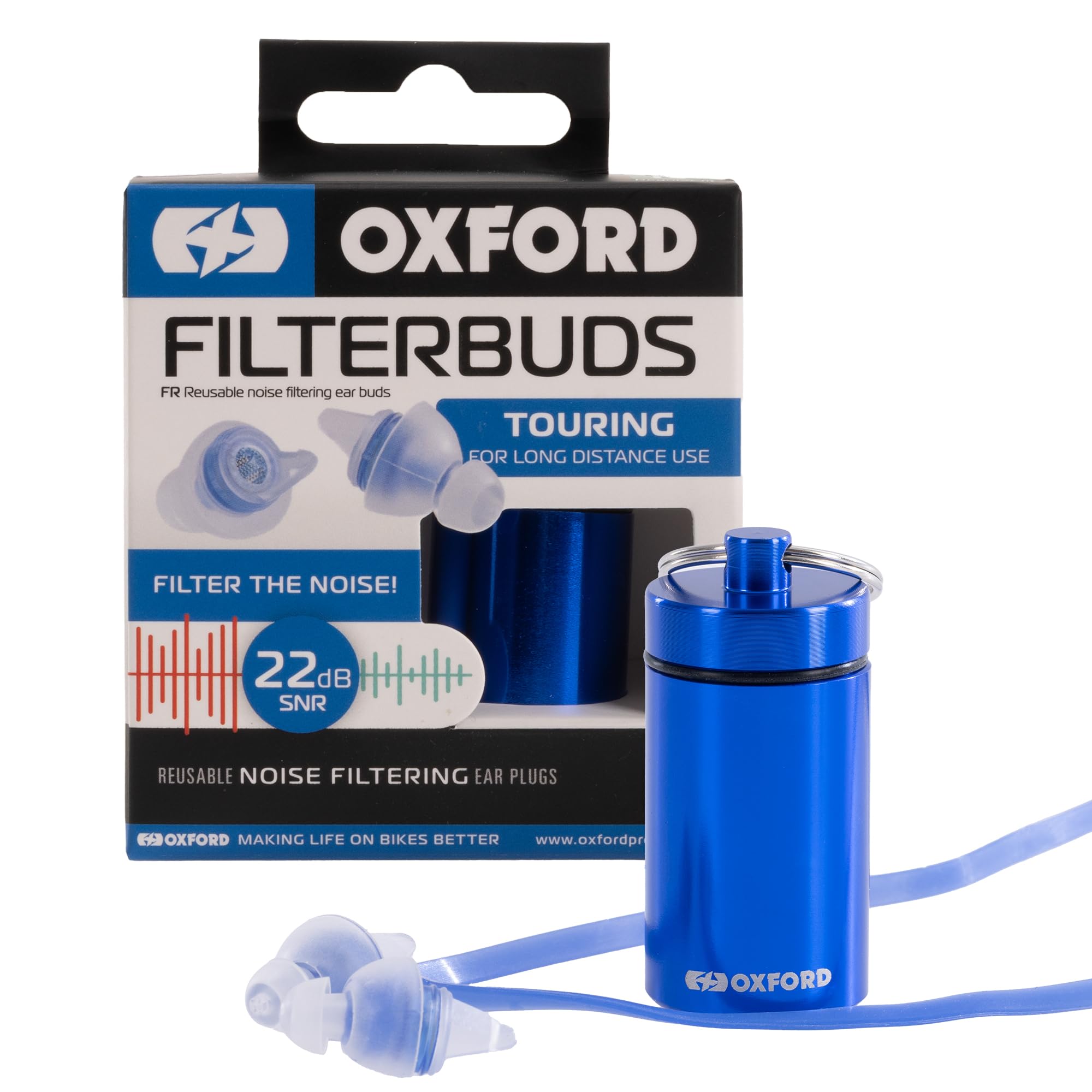 Oxford FilterBuds Motorcycle Motorbike Ear Plugs Hypoallergenic Touring 2 Pack