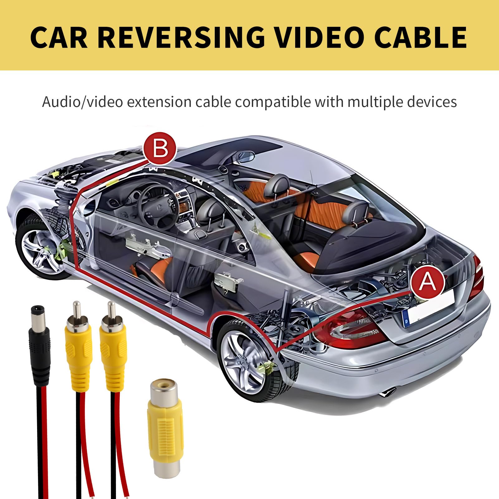 10M Câble d’Extension de Caméra de Recul de, Câble Vidéo RCA Double Blindage Amélioré avec Prise RCA Jaune vers Prise Femelle,Cable Camera de Recul, pour Connexion Moniteur et Caméra Arrière