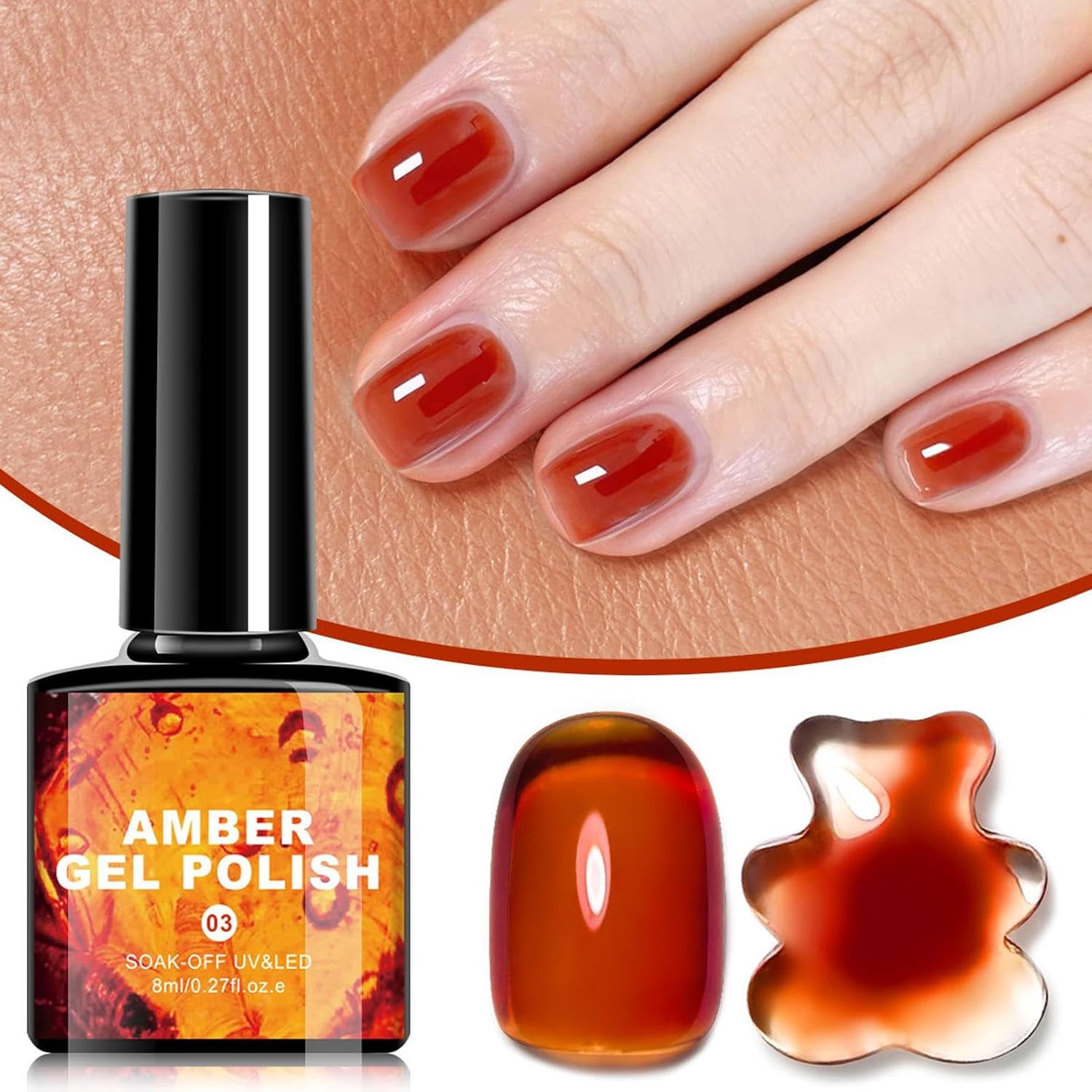 Fall Nail, Caramel Amber Colors, Resin Paint with Brush, 6 Shade Winter Theme Fingernail for Lady Mother Stage Performance Party Travel Salon, Chip Resistant for Seasonal Beauty