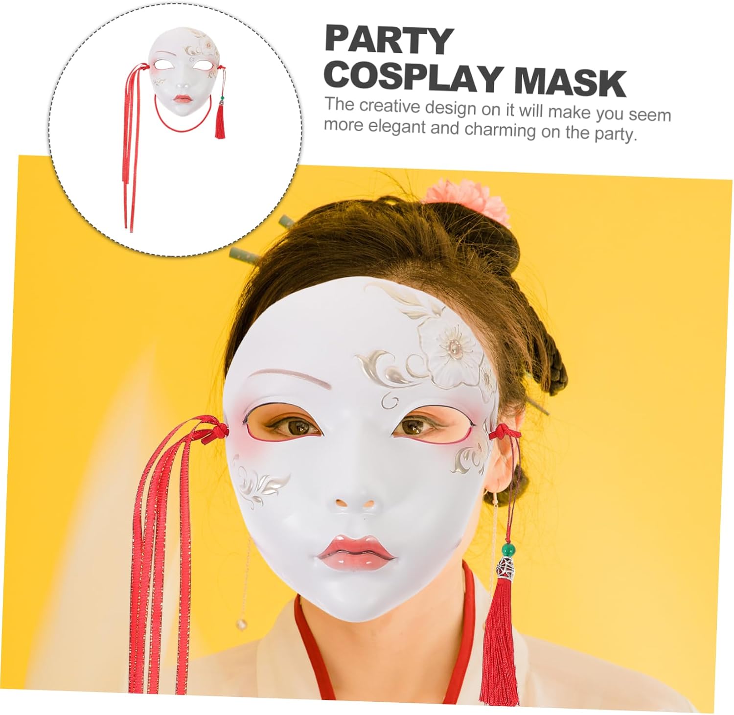 MAGICLULU Chinese Style Women Cosplay Mask Prop Lightweight for Party Performance Halloween and Costume Events