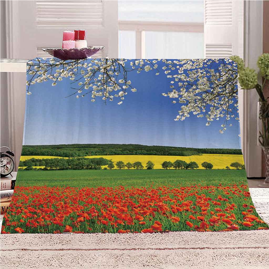 Couverture flanelle fleurs rouges plaid chaud 3D à offrir pour un lit ou canapé