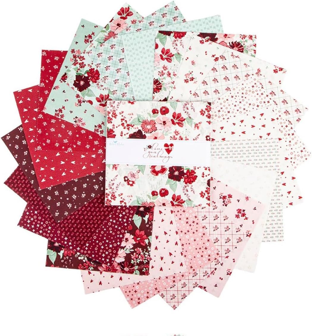 Riley Blake Love You Always 10” Stacker by Sandy Gervais | 42 Precut Squares | Romantic Florals, Hearts & Plaids | Perfect for Quilting, Crafts & Home Décor
