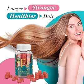 Lazpowfi Biotin Gummies -Hair Skin and Nails Vitamins for Men & Women, Vegan Vitamin B7, Supports Hair Growth and Stronger Nails,30 Day Supply-Strawberry-60 Counts