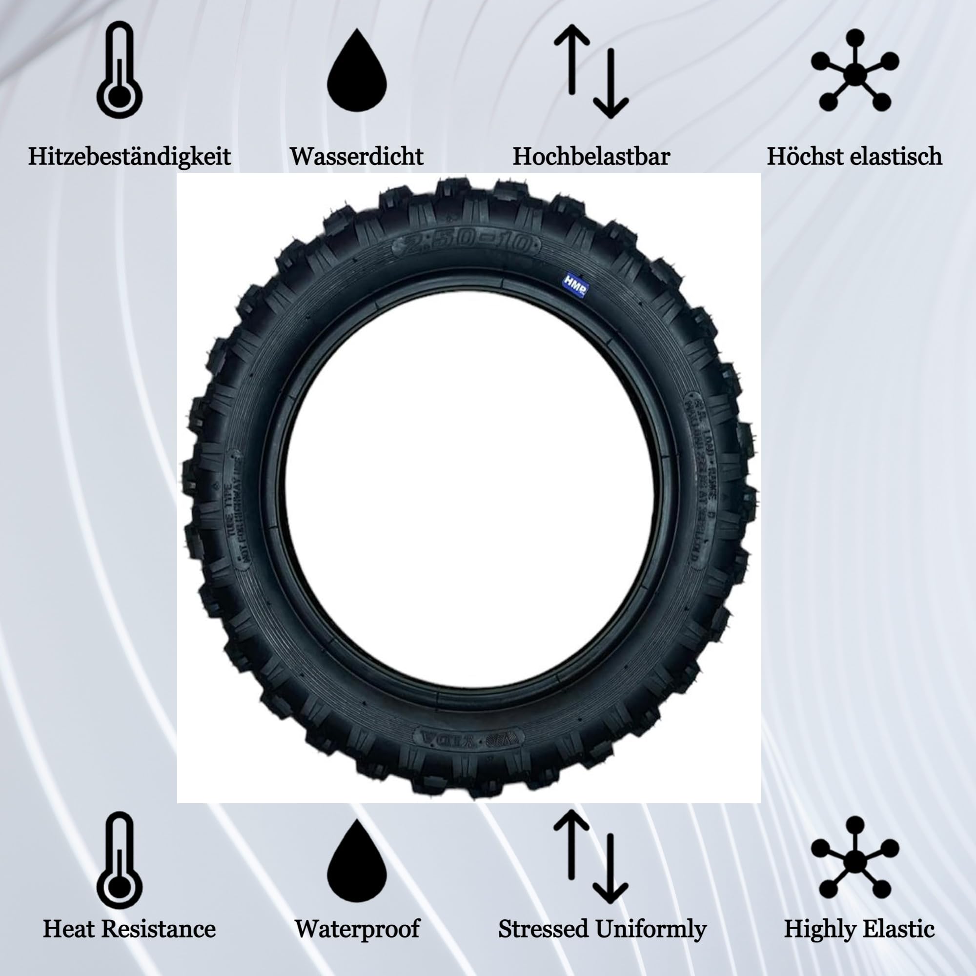 Dirt Bike/Pit Bike/Mini Pneu de Cross - 2.50-10 - Traverser Profile - avec Tuyau